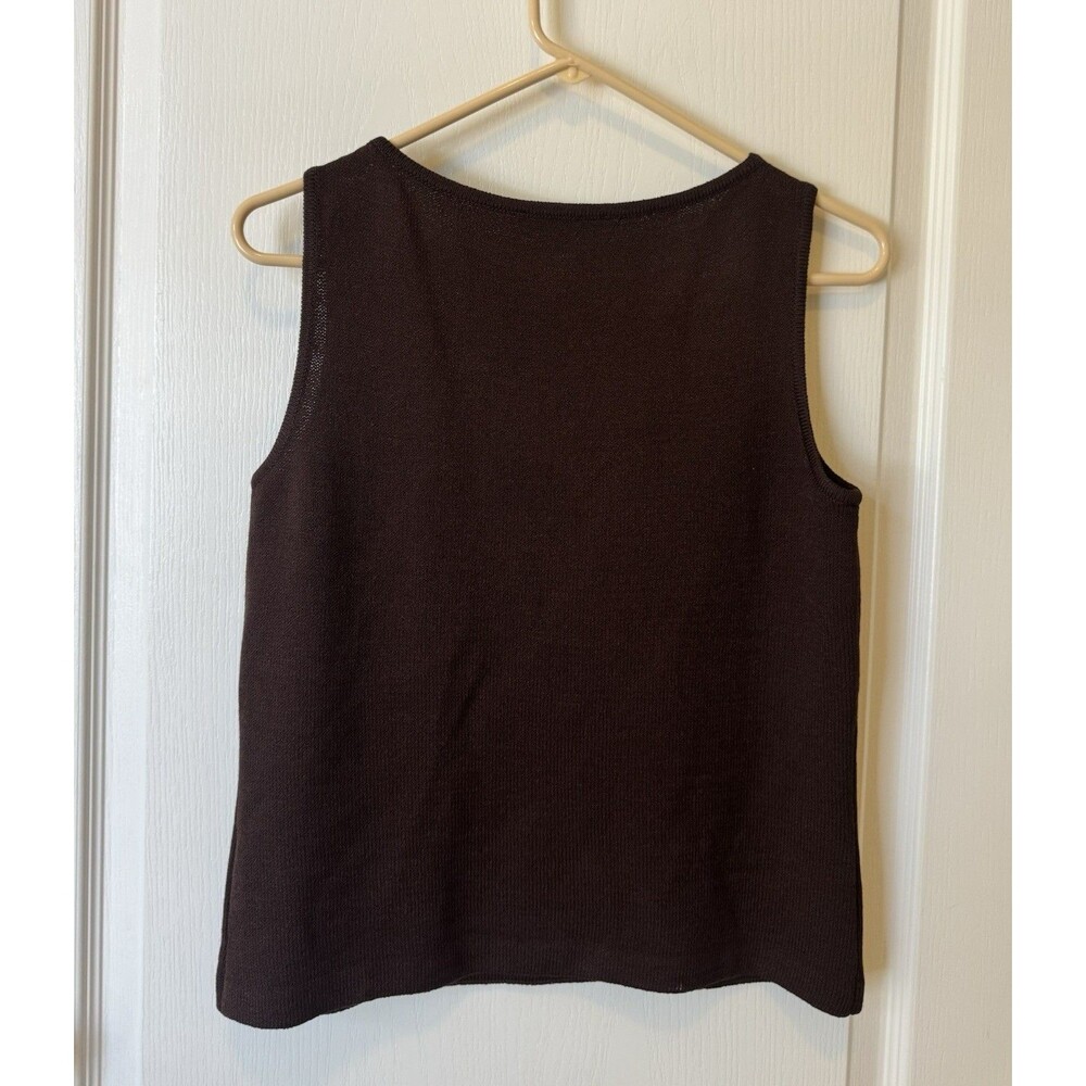 VTG . St. John Collection Women’s Classic Knit Top Size Small Brown Sleeveless - Picture 3 of 10